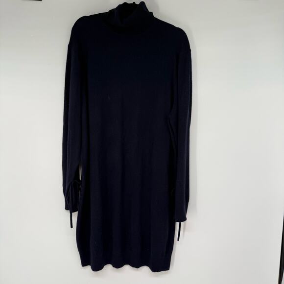 JW Anderson X Uniqlo Turtleneck Cashmere Sweater Dress Women's L Blue Bow Cuffs - Picture 1 of 7